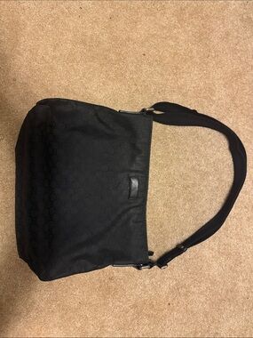 Gucci GG Black Monogram Messenger Bag with Adjustable Strap
